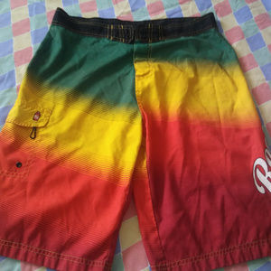 Red Stripe Beer Board Surf Shorts SZ 34